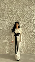 Elegant Cinched Waist Satin Set