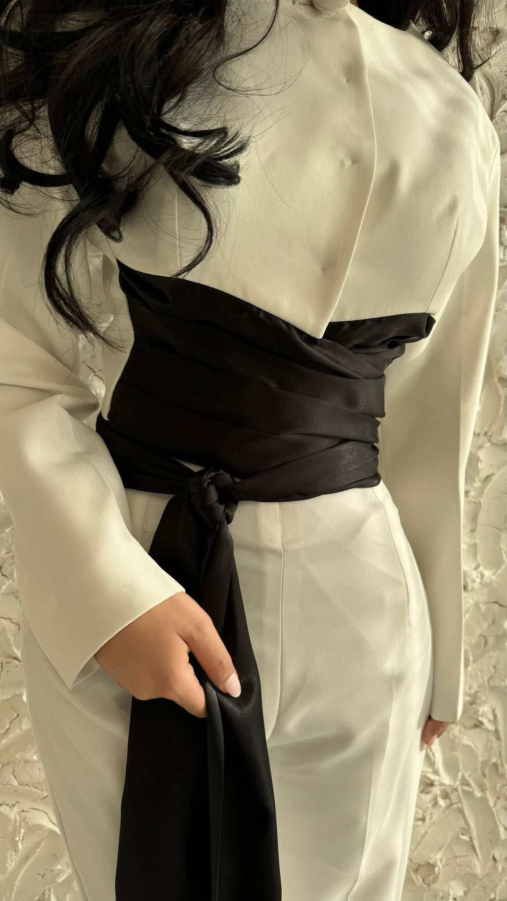 Elegant Cinched Waist Satin Set